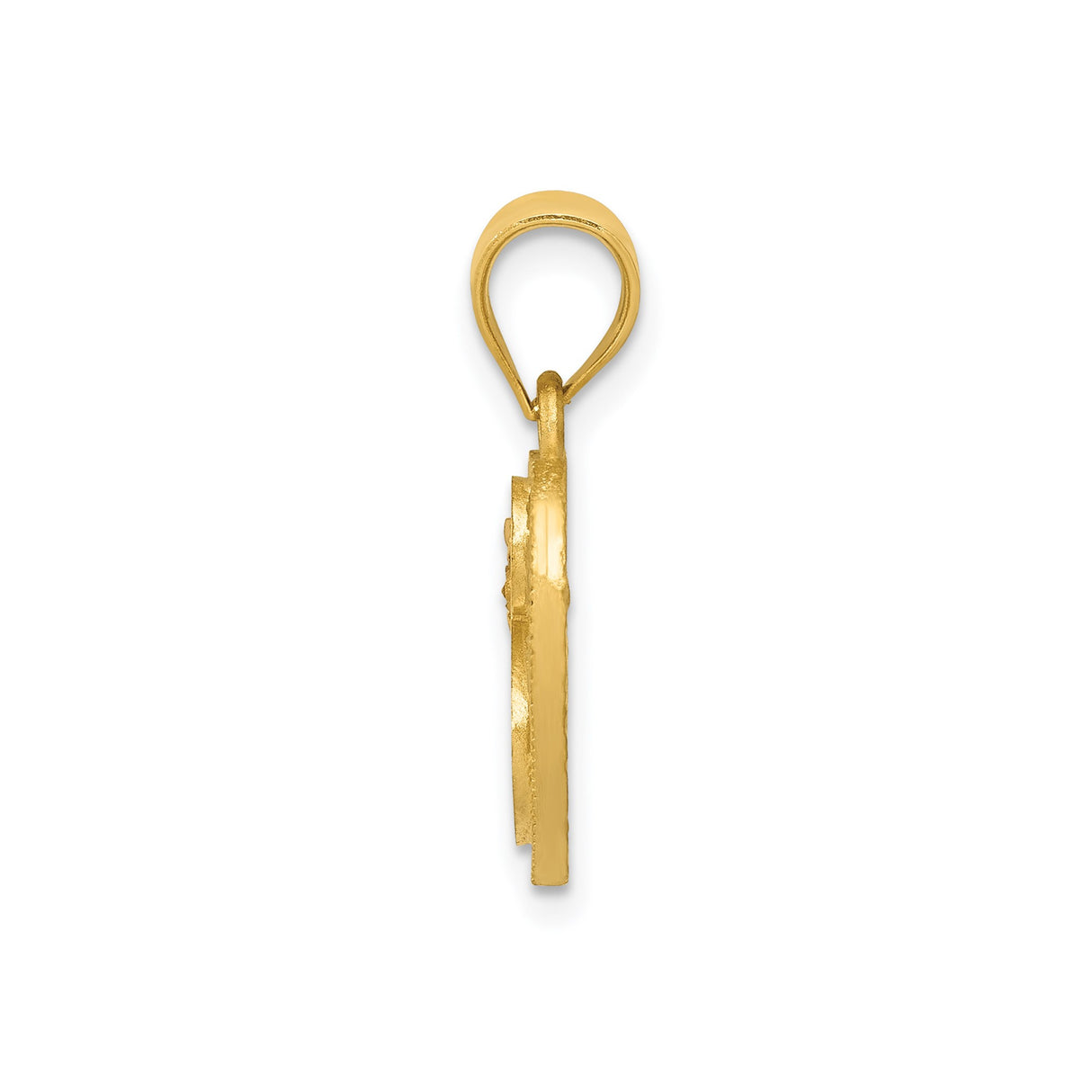 14k Two-Tone Gold Heart Pendant with Script Letter S and Rose Gold Flower Accent