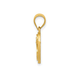 14k Two-Tone Gold Heart Pendant with Script Letter S and Rose Gold Flower Accent