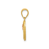 14k Two-Tone Gold Heart Pendant with Script Letter J and Rose Gold Flower Accent