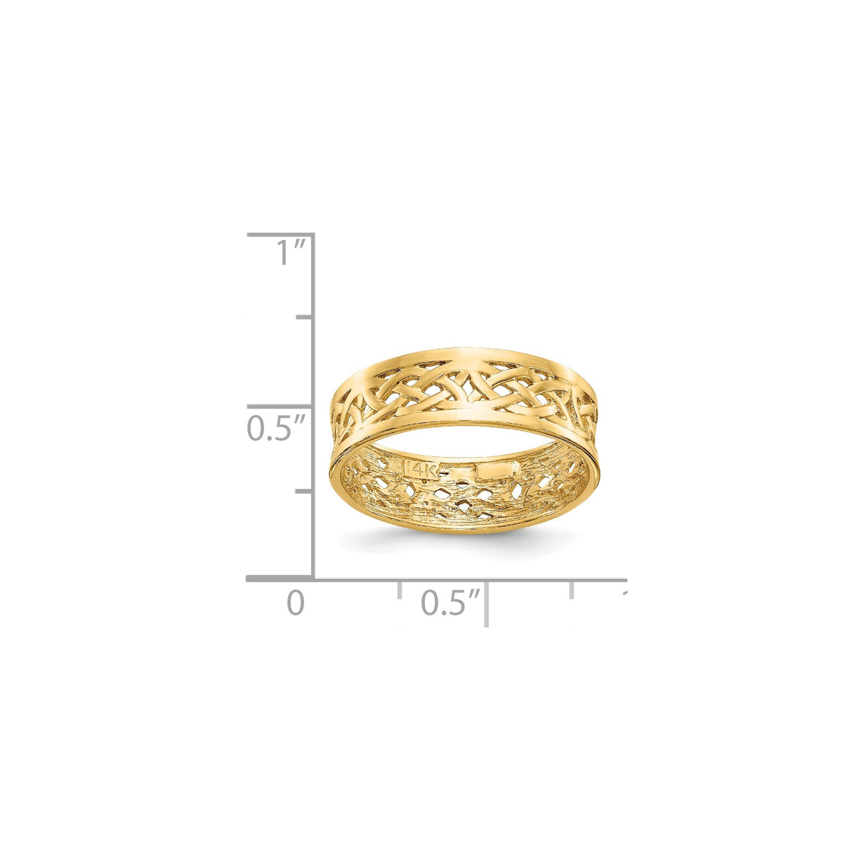 14k Yellow Gold wedding band ring shown for scale