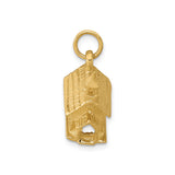 14k Yellow Gold Church Pendant with Steeple and Columns, Christian Religious Charm
