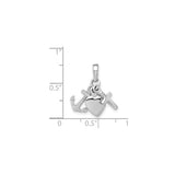 14k White Gold Pendant with Cross, Heart, and Anchor Symbols, Christian Faith Charm