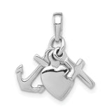 14k White Gold Pendant with Anchor, Heart, and Cross , Faith, Hope, and Love Theme