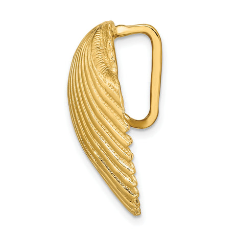 14k Yellow Gold Scallop Shell Pendant with Camino de Santiago Symbolic Design for Women