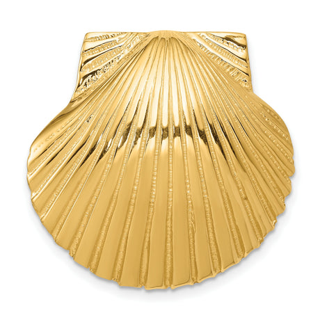 14k Yellow Gold Scallop Shell Pendant with Camino de Santiago Symbolic Design for Women