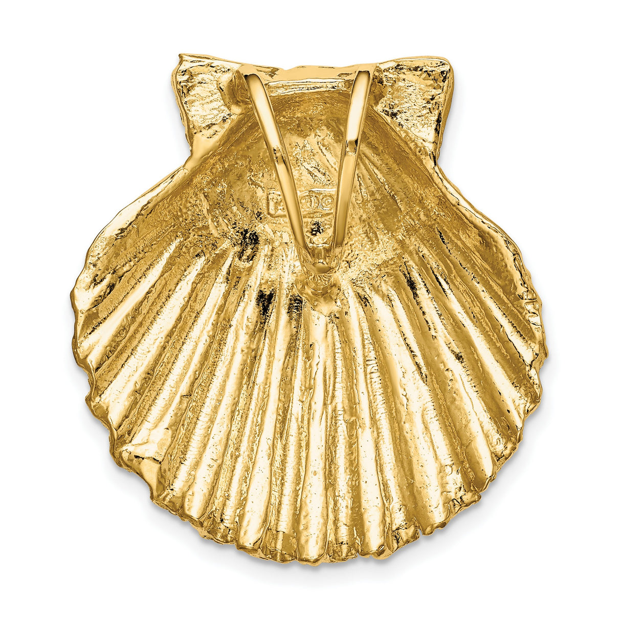 14k Yellow Gold Scallop Shell Pendant, Camino de Santiago Faith Charm for Women