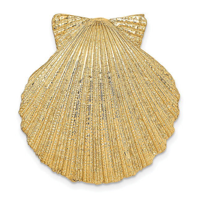 14k Yellow Gold Scallop Shell Pendant, Camino de Santiago Faith Charm for Women