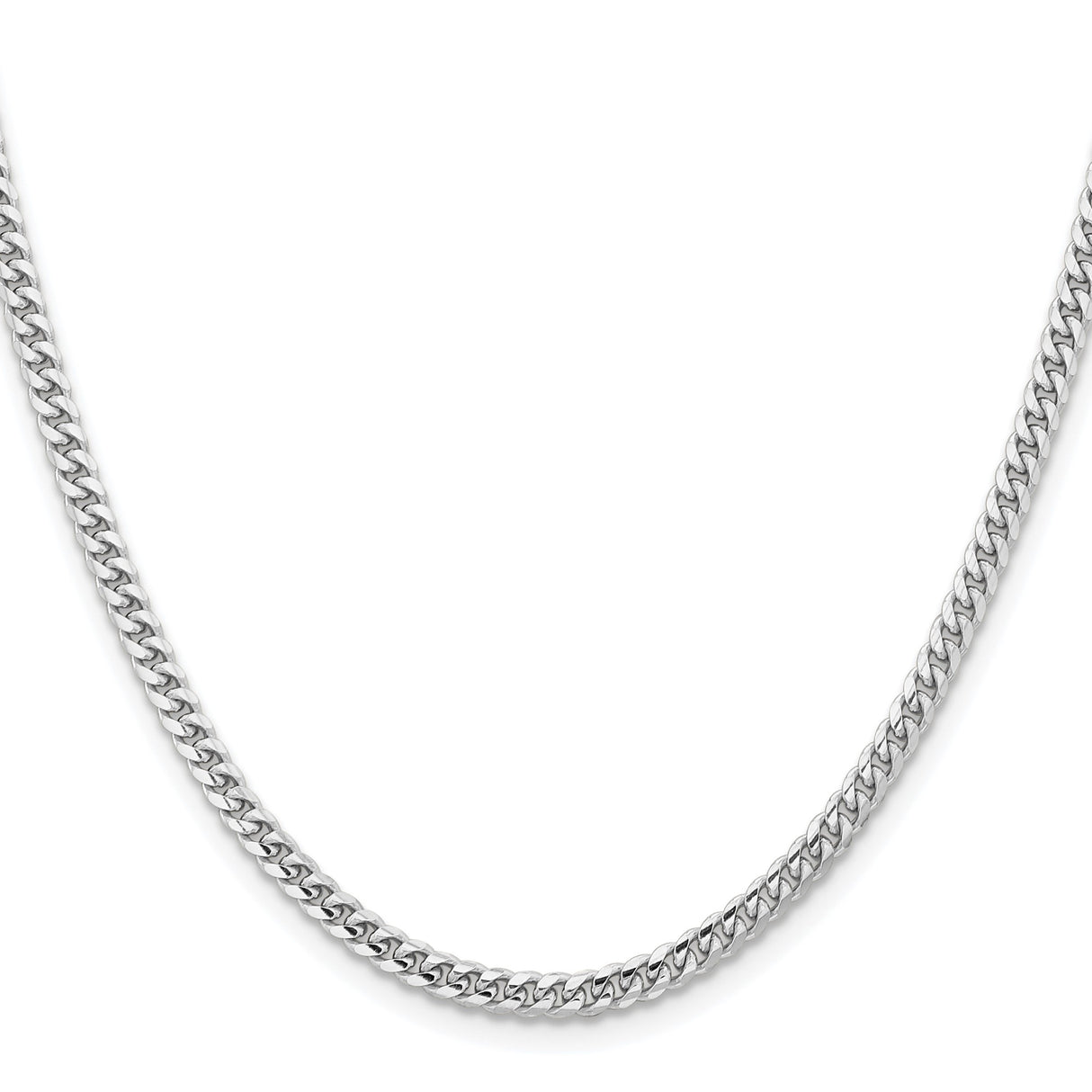14K White Gold 3.5 mm Polished Chain Necklace, Solid