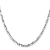 14K White Gold 3.5 mm Polished Chain Necklace, Solid