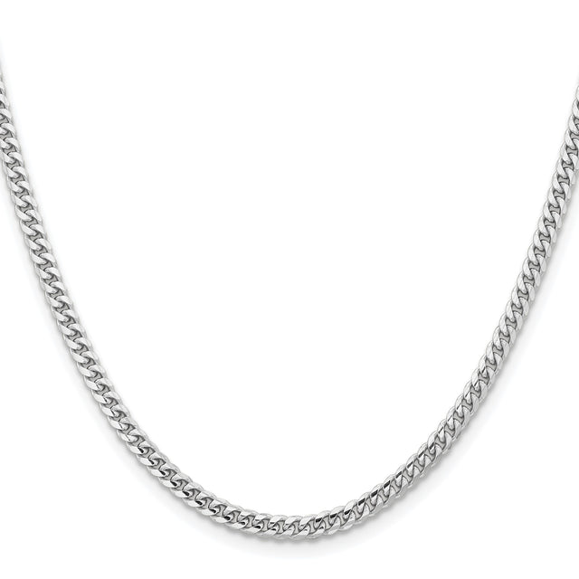 14K White Gold 3.5 mm Polished Chain Necklace, Solid