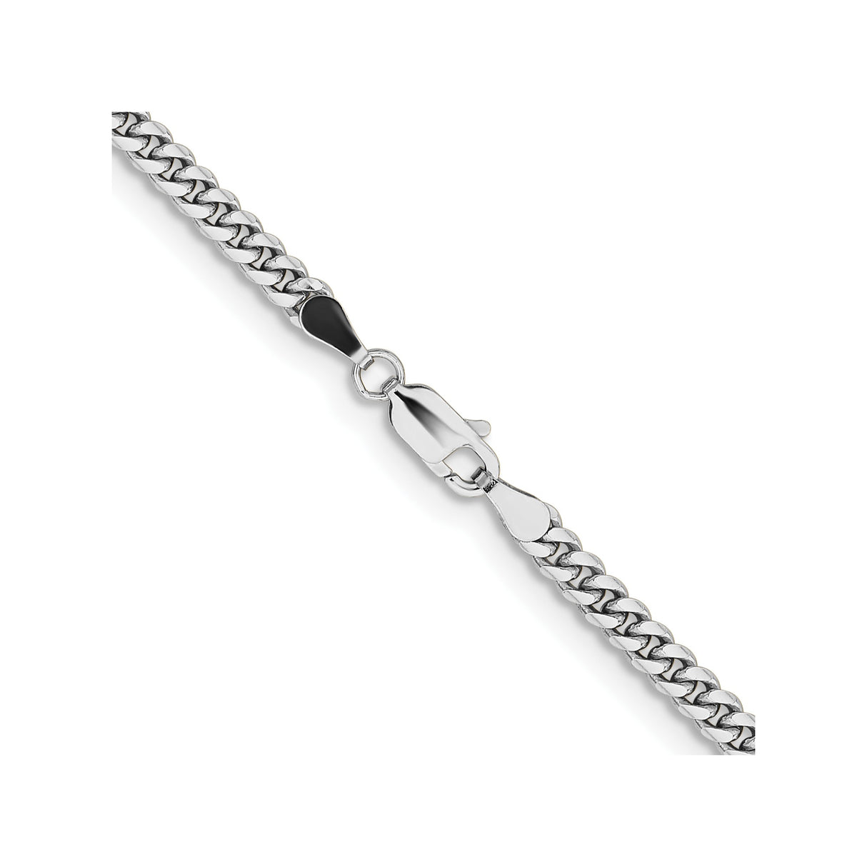 14K White Gold 3.5 mm Polished Chain Necklace, Solid alternate angle