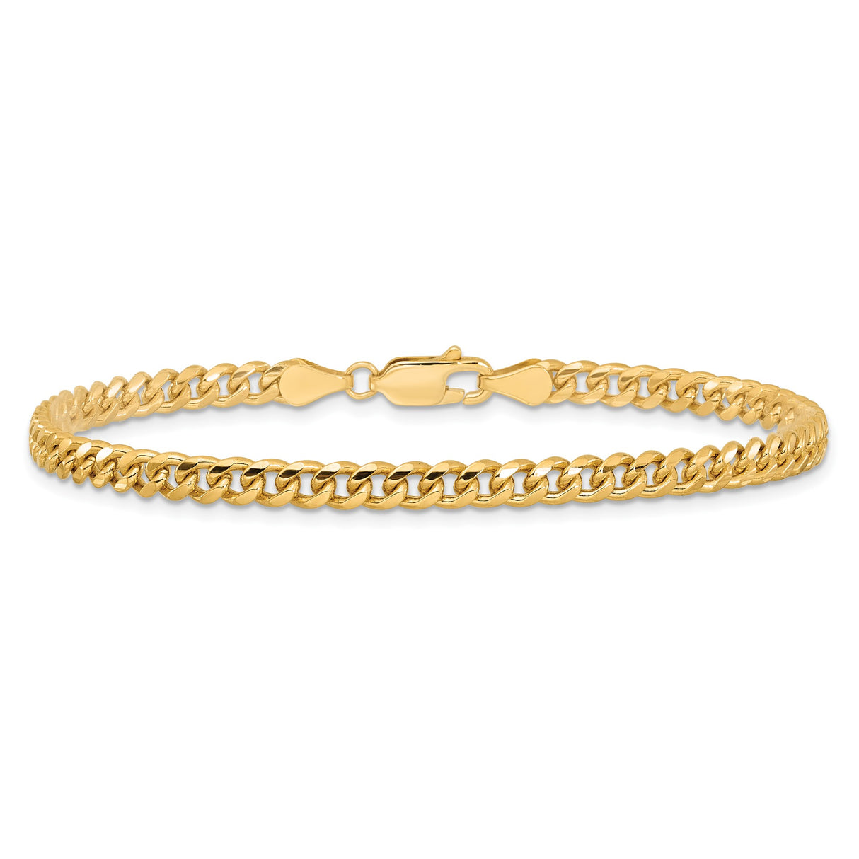 14K Yellow Gold 4.25 mm Polished Chain Anklet, Solid alternate angle