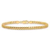 14K Yellow Gold 4.25 mm Polished Chain Anklet, Solid alternate angle