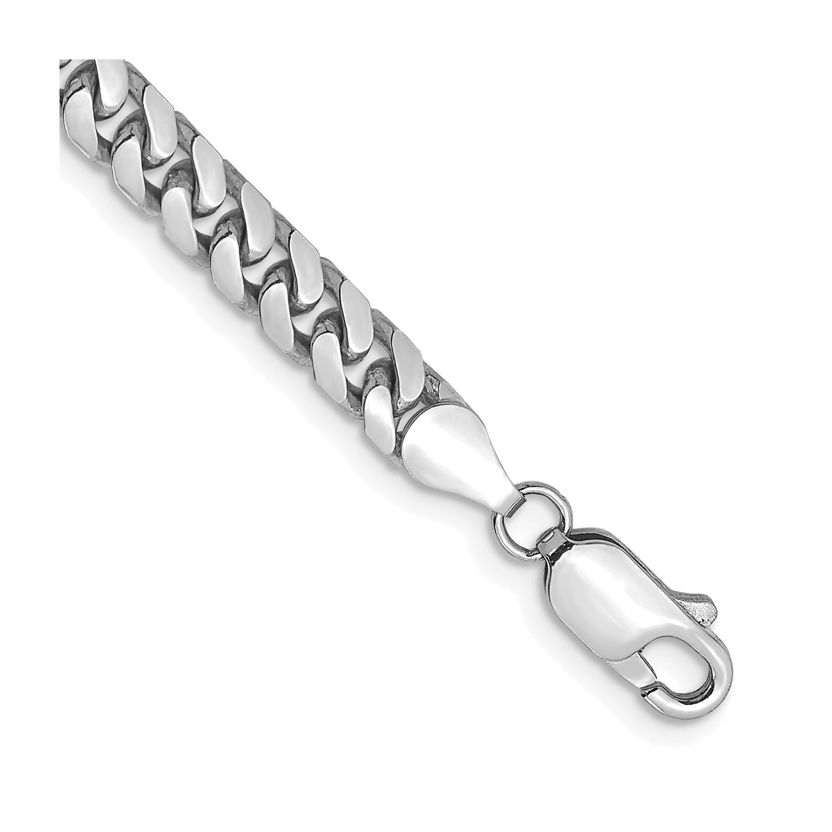 14K White Gold 4.3 mm Polished Chain Bracelet, Solid shown for scale