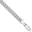 14K White Gold 6.25 mm Polished Chain Bracelet, Solid shown for scale