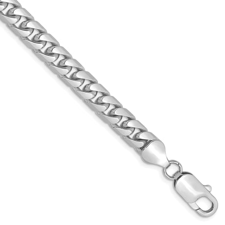 14K White Gold 6.25 mm Polished Chain Bracelet, Solid shown for scale
