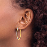 14k Yellow Gold Hoop Earrings with Round Cut Cubic Zirconia, Lightweight Modern Design