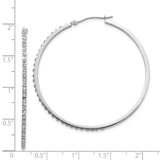 14k White Gold Hoop Earrings with Channel Set Diamond, Classic Polished Style for Women