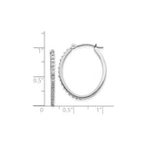 14k White Gold Hoop Earrings with Channel Set Cubic Zirconia, Polished Round Design