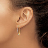 14k Yellow Gold Hoop Earrings with Diamond Accents, Lightweight Oval Hinged Hoops