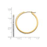 14k Yellow Gold Hoop Earrings with Channel Set Diamonds and Diamond Cut Accents
