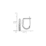 14k White Gold Diamond Huggie Hoop Earrings with Channel Set Round Diamonds