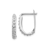 14k White Gold Diamond Huggie Hoop Earrings with Channel Set Round Diamonds