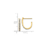 14k Yellow Gold Hoop Earrings with Channel Set Cubic Zirconia, Sleek Modern J Hoops