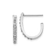 14k White Gold Diamond Hoop Earrings, Prong Set Round Stones, U-Shape Modern Design