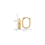 14k Yellow Gold Hoop Earrings with Diamonds, Prong Set in White Gold Channels, Modern Squared Design