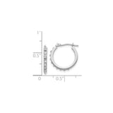 14k White Gold Hoop Earrings with Round Cut Diamonds in Channel Setting