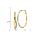 14k Yellow Gold Oval Hoop Earrings with Diamond, Twisted Design, Lightweight Modern Style