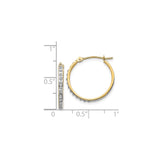 14k Yellow Gold Hoop Earrings with Channel Set Round Cut Diamonds, Polished Modern Classic Style