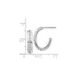 14k White Gold Hoop Earrings with Round Cut Diamonds in Channel Setting
