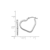 14k White Gold Heart Hoop Earrings with Round Cut Diamonds, Romantic Anniversary Jewelry