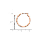 14k Rose Gold Hoop Earrings with Channel Set Round Cut Diamonds, Classic Formal Jewelry