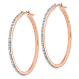 14k Rose Gold Hoop Earrings with Diamonds, Large Round Channel-Set Fashion Style