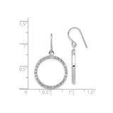 14k White Gold Circle Drop Earrings with Polished Open Hoop Design for Women