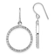 14k White Gold Circle Drop Earrings with Polished Open Hoop Design for Women