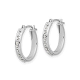 14k White Gold Hoop Earrings with Round Cut Cubic Zirconia, Modern Lightweight Style