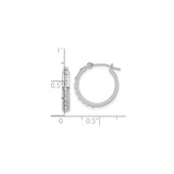 14k White Gold Hoop Earrings with Round Cut Cubic Zirconia, Modern Lightweight Style