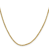 14K Yellow Gold 2 mm Rope Chain Necklace, Polished