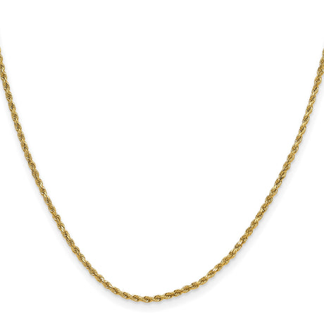 14K Yellow Gold 2 mm Rope Chain Necklace, Polished