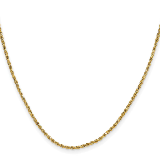 14K Yellow Gold 2 mm Rope Chain Necklace, Polished