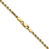 14K Yellow Gold 2.25 mm Rope Chain Necklace, Polished alternate angle