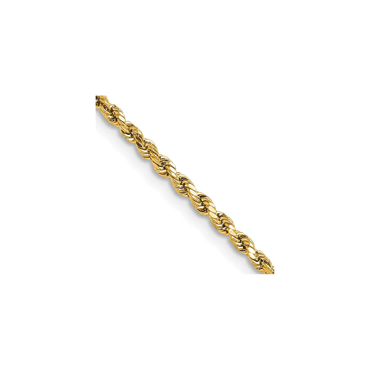 14K Yellow Gold 2.25 mm Rope Chain Necklace, Polished detail view