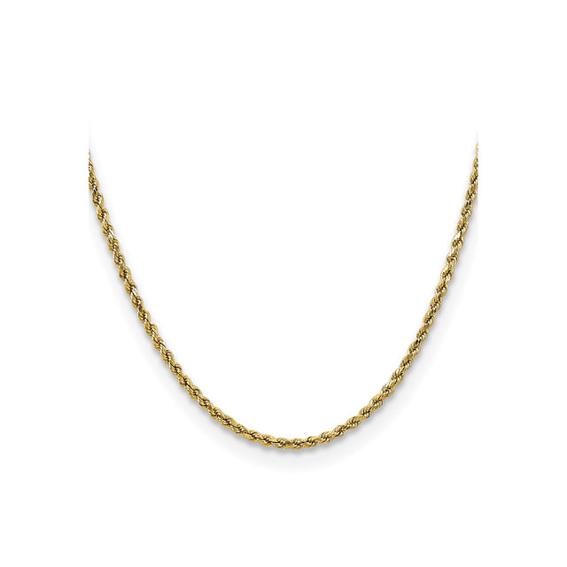 14K Yellow Gold 2.5 mm Rope Chain Necklace, Polished