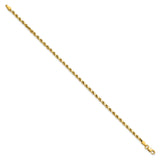 14K Yellow Gold 2.5 mm Rope Chain Bracelet, Polished