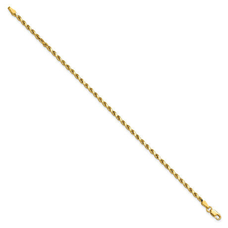 14K Yellow Gold 2.5 mm Rope Chain Bracelet, Polished