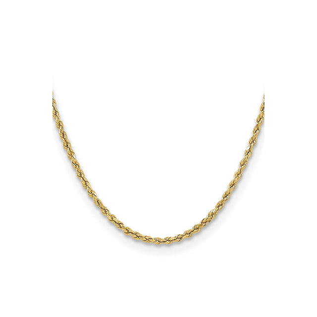 14K Yellow Gold 3 mm Rope Chain Necklace, Polished